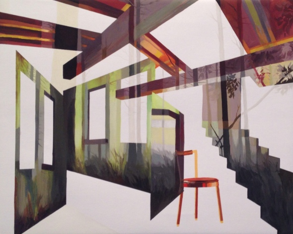 Anna Caruso, interno verde, acrilico su tela, 40x50cm, 2014
